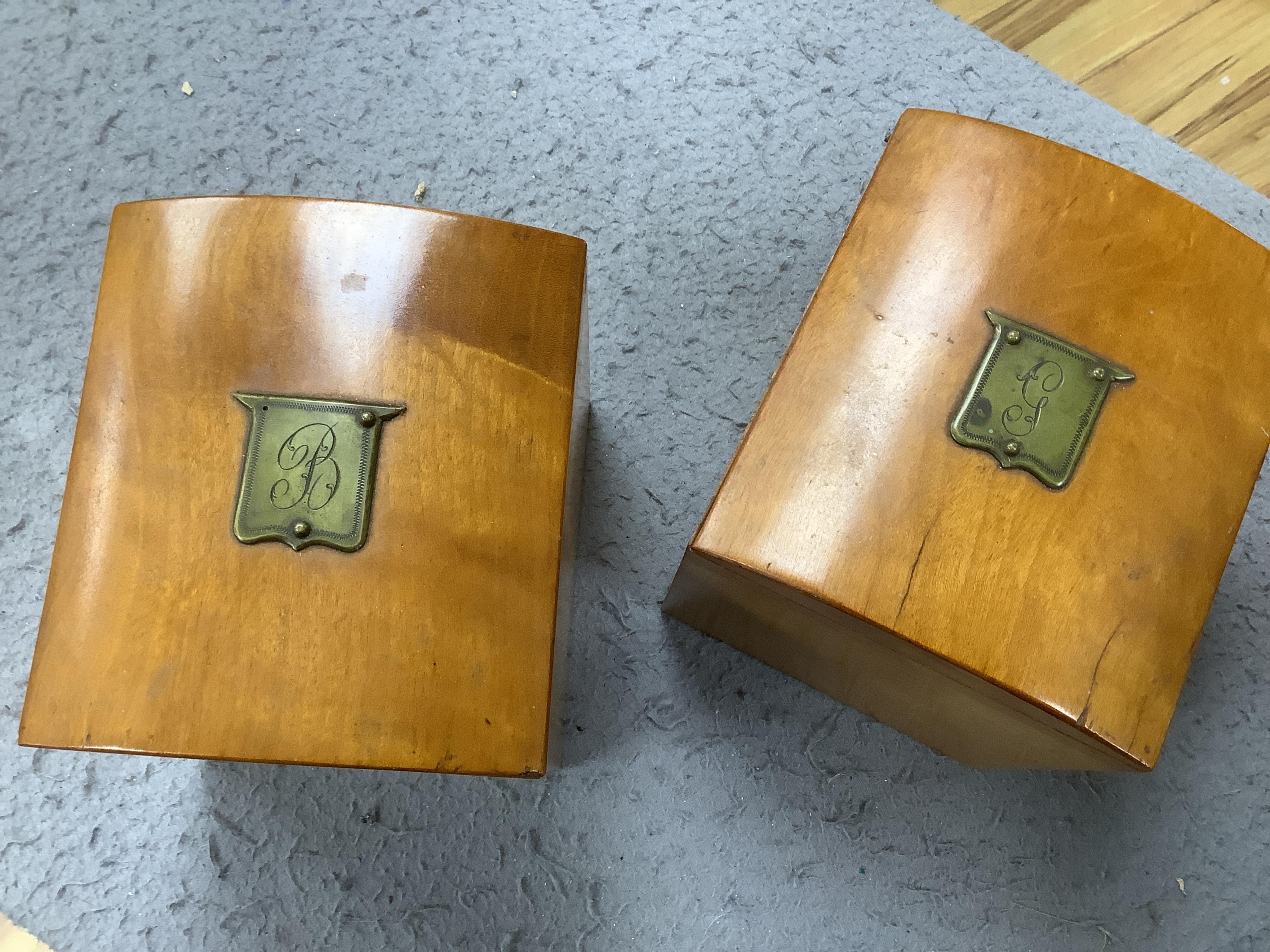 An early 19th century brass inlaid coromandel tea caddy with birch lining, 25cm wide. Condition - fair